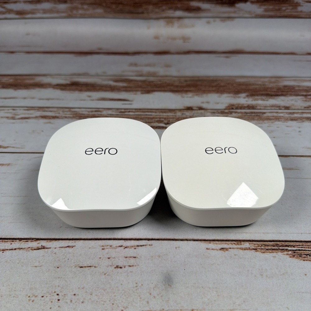 Lot of 2 eero J010001 Dual-Band Mesh WiFi Routers Gigabit Ethernet Ports White